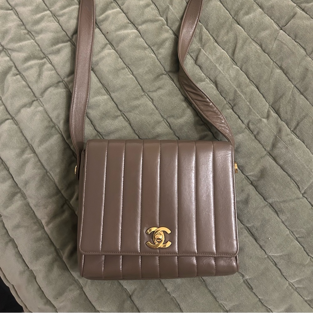 Vintage Chanel Lambskin Brown Crossbody Bag